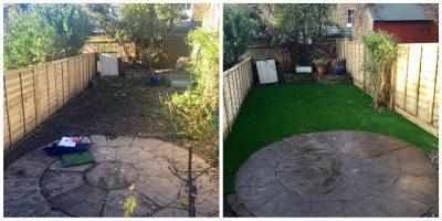 Top Dog Turf Artificial grass for dogs. London before and after