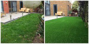 Top Dog Turf Artificial grass for dogs. Northampton before and after
