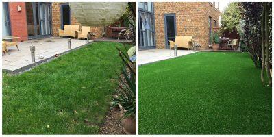 Top Dog Turf Artificial grass for dogs. Northampton before and after